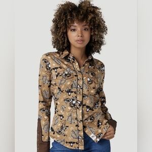 Wrangler X Leon Bridges Western Snap Button-down Rodeo All-over print Women’s L